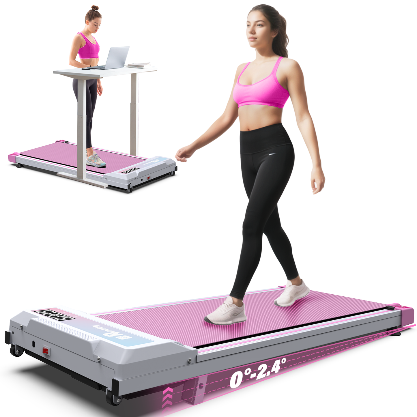 FYC Walking Pad with Incline - 4 in 1 Under Desk Treadmill for Home Portable Lightweight Compact Running Machine Walking Jogging for Home Office