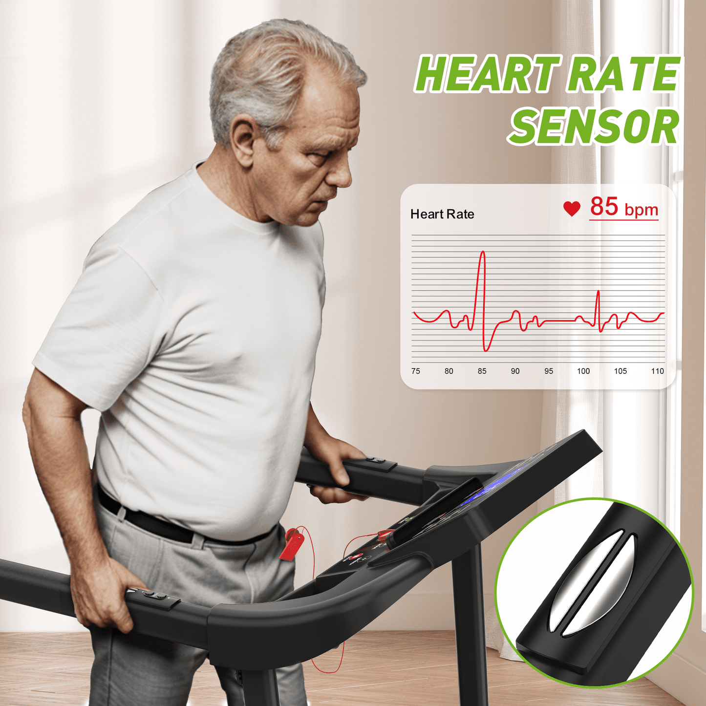 FYC Retro Walking Foldable Treadmill for Seniors with Incline Fitness Recovery with Side Rails, Reverse Walking Treadmill with Handrails, 300 lbs Capacity