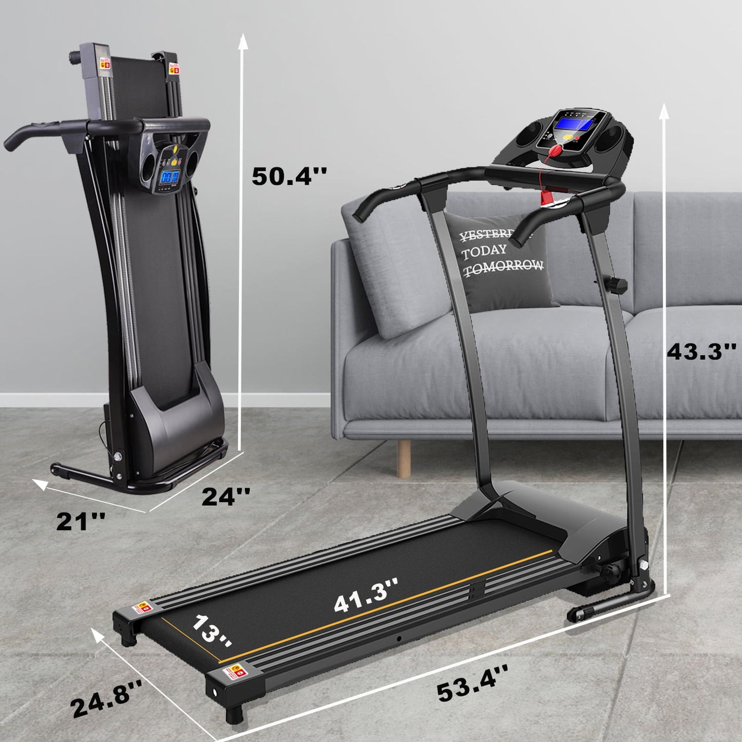 FYC Foldable Treadmill for Home, Electric Folding Treadmill with 300 lb Capacity, APP Control, Compact Design