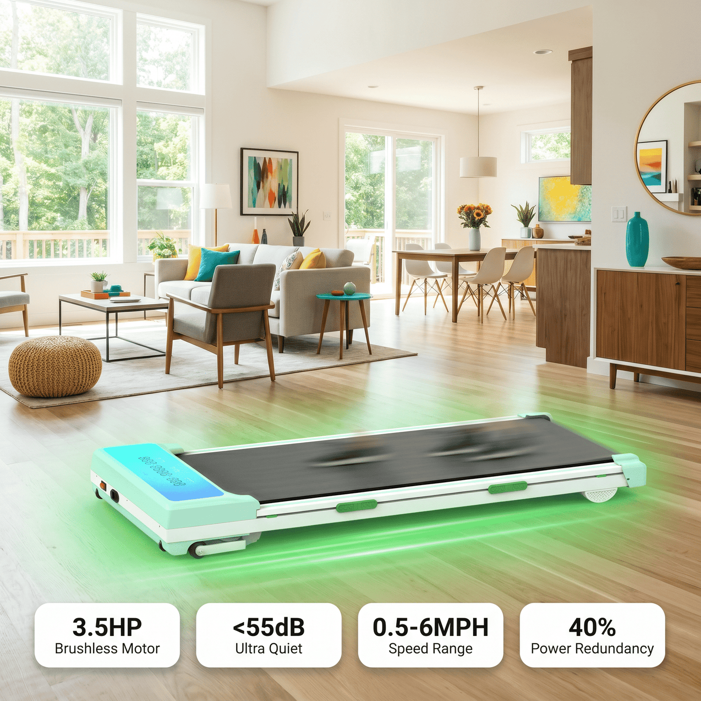 FYC Walking Pad Treadmill with 15% Auto Incline, 350 lbs Capacity 3.5HP Ultra Quiet Brushless Motor, 0.5-6MPH Speed, Bluetooth Speaker & APP, Under Desk Treadmill for Home Office Hiking