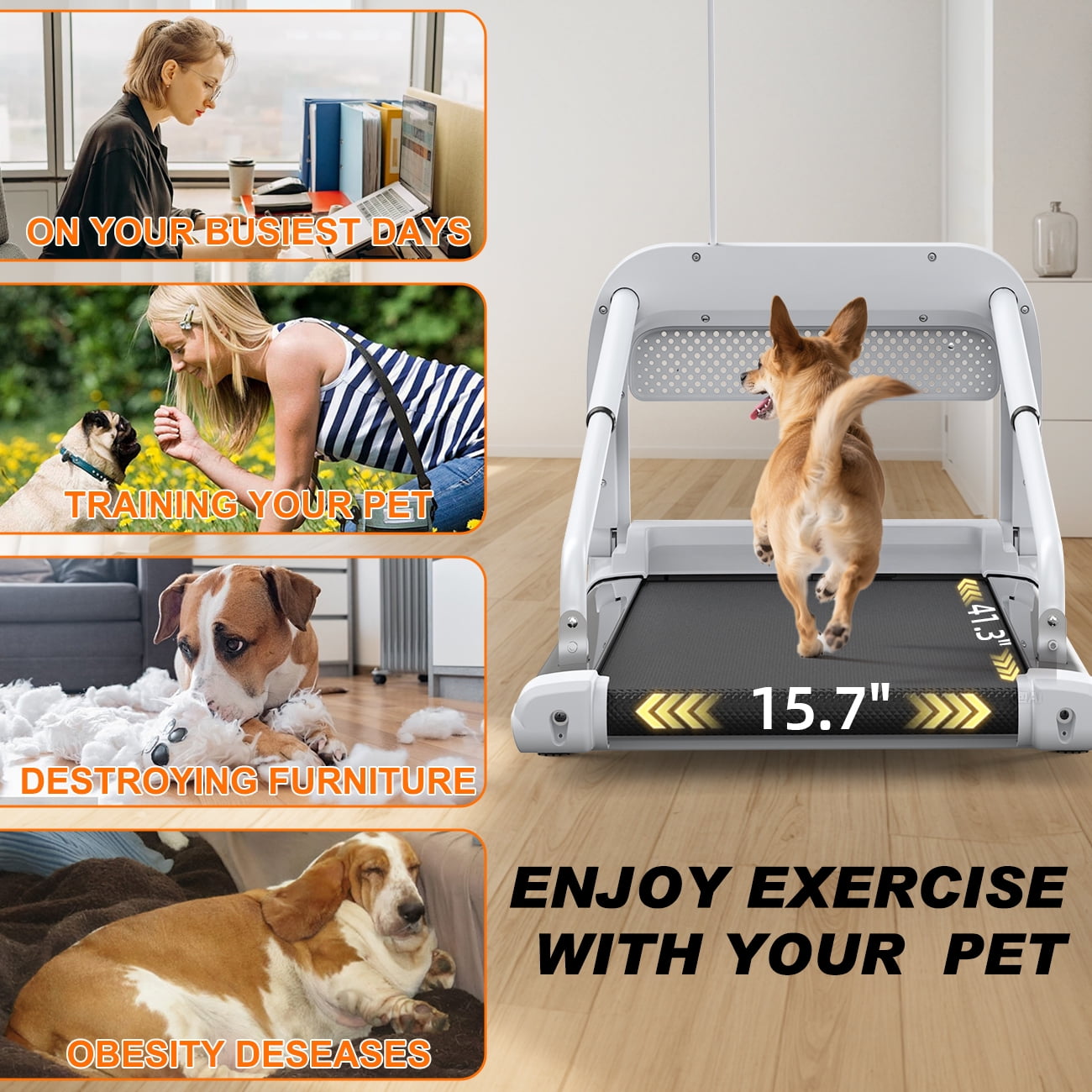 FYC 2025 New Design Pet Treadmill with Incline,  Quiet Smart Adjustable Speed Perfect for Small/Medium Dogs