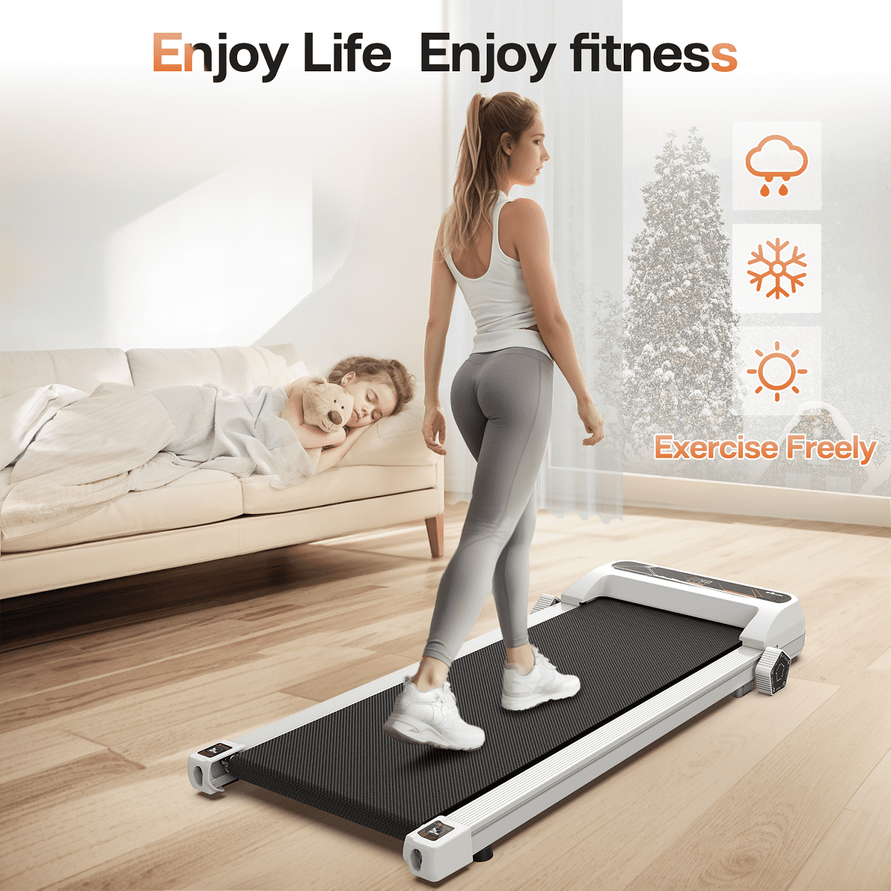 FYC Walking Pad with Incline - 4 in 1 Under Desk Treadmill for Home Portable Lightweight Compact Running Machine Walking Jogging for Home Office