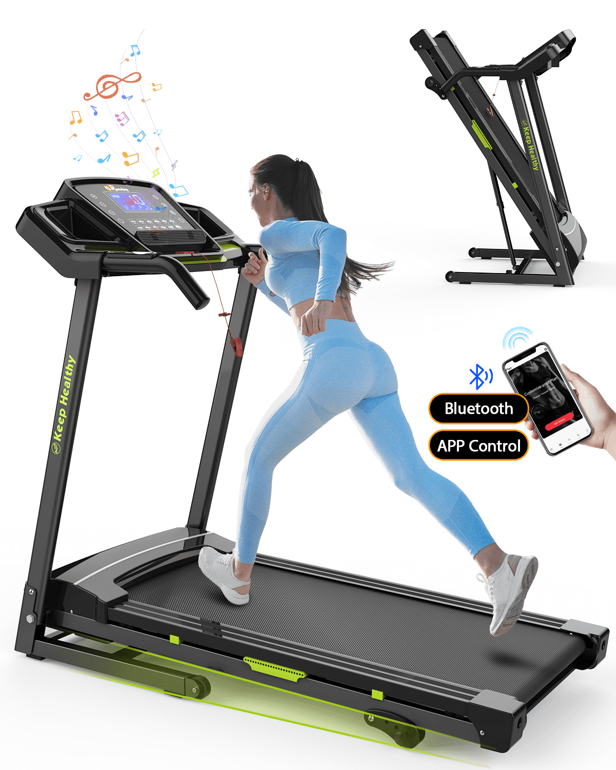 FYC 400LBS Capacity 3.5 HP Treadmill with 15% Auto Incline for Home- Heavy Duty Treadmill Foldable with APP/Bluetooth - 18 Inch Wide Belt, Folding Treadmill for Home Gym Walking Running Exercise