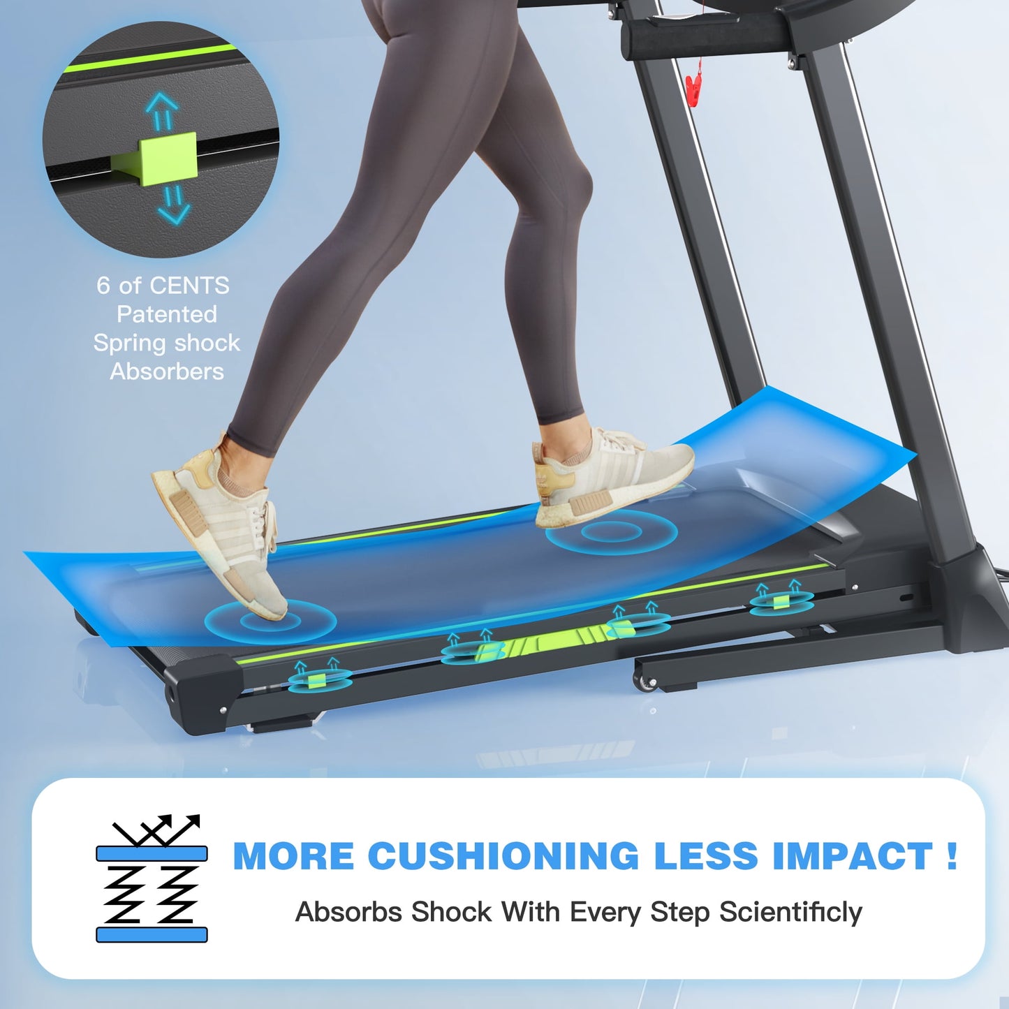 FYC Folding Treadmill for Home with Incline / Bluetooth, 3.5HP 330lb Weight Capacity Portable Electric Treadmill for Home Gym Exercise Running Walking Easy Assembly Green