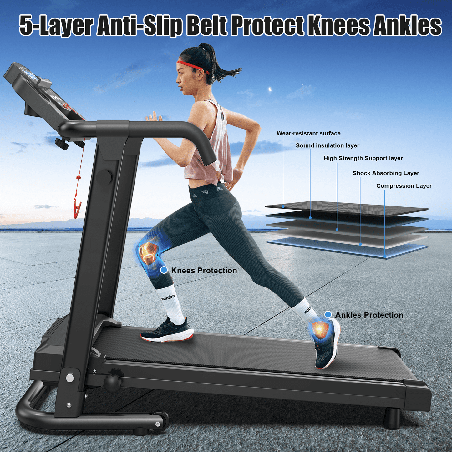 FYC Foldable Treadmill for Home, Electric Folding Treadmill with 300 lb Capacity, APP Control, Compact Design