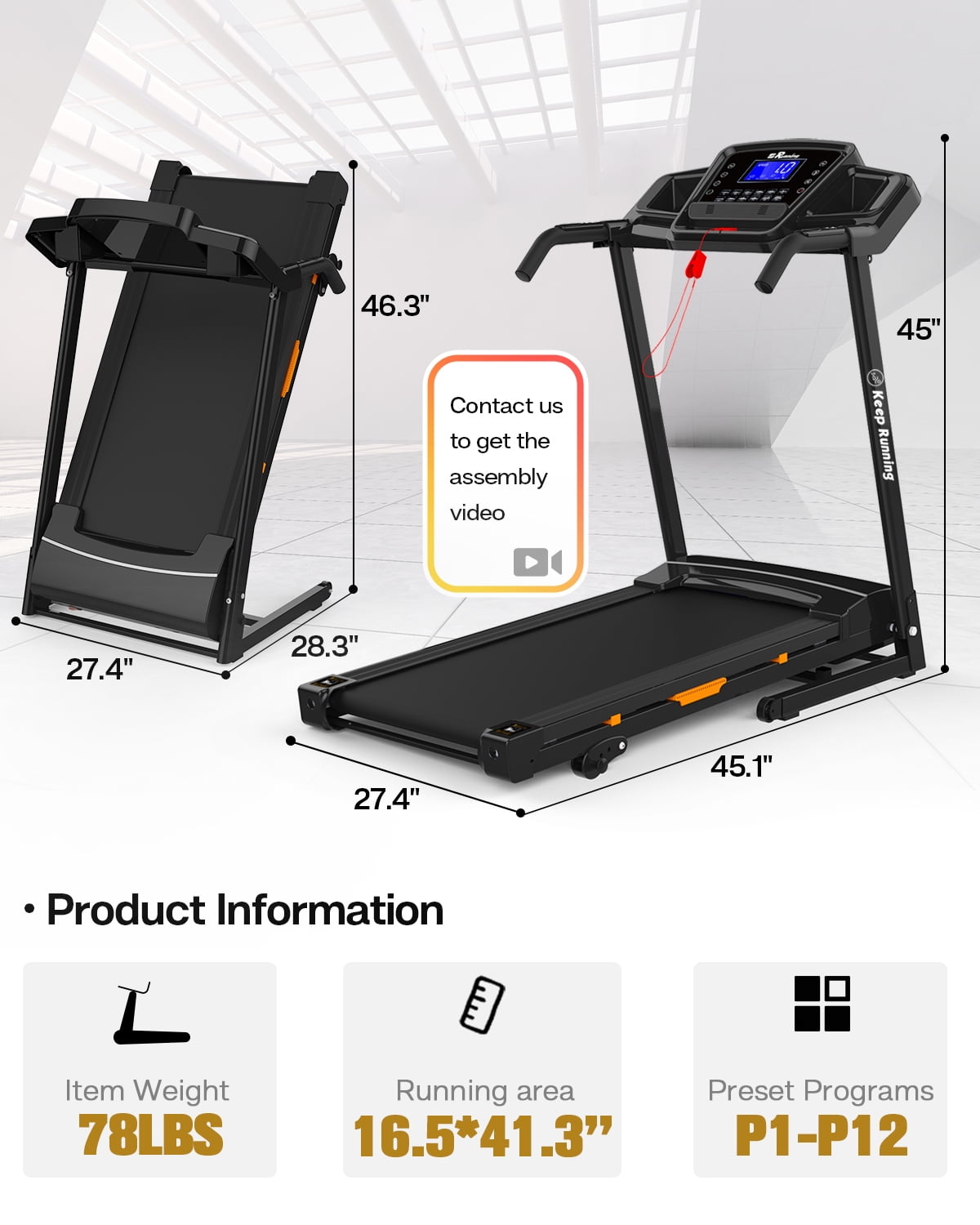 FYC 400lb Capacity 3.5 HP Treadmill with 15% Auto Incline for Home - Heavy Duty Foldable Treadmill with APP/Bluetooth - 18 Inch Wide Belt Folding Treadmill