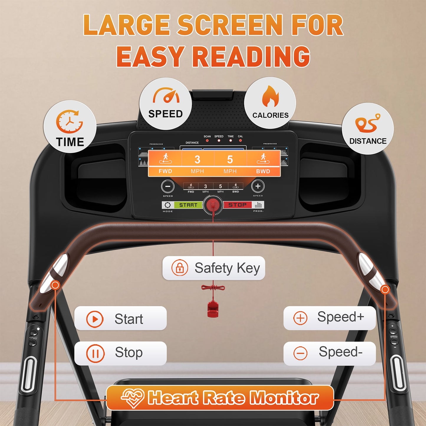 FYC Retro Walking Foldable Treadmill for Seniors with Incline Fitness Recovery with Side Rails, Reverse Walking Treadmill with Handrails, 300 lbs Capacity