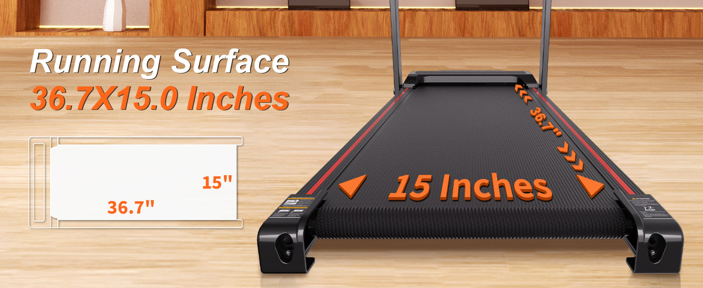 Foldable Treadmill with Handles Treadmills for Home Small Spaces 2.5HP Folding Treadmills Walking Pad Treadmill with Handle Bar Quiet Walking Machine, 300LBS Capacity, Portable Small Home Gym (Black)