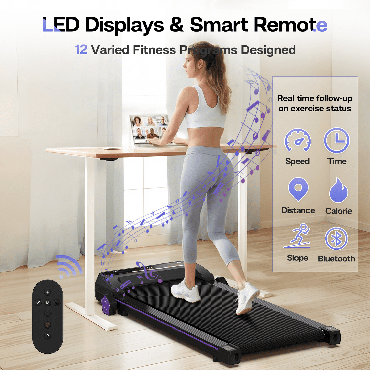 FYC Walking Pad Treadmill with Incline - 4 in 1 Under Desk Home Portable Compact Machine