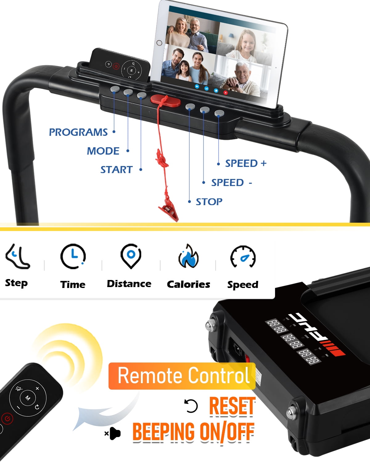 FYC Walking Pad Treadmill with Incline - 4 in 1 Under Desk Home Portable Compact Machine