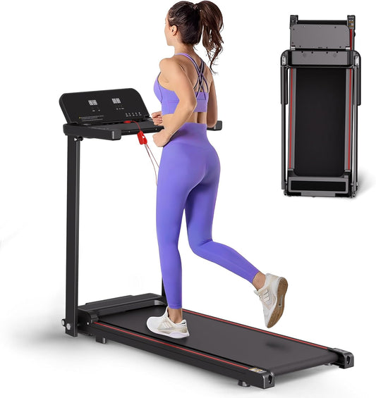 Foldable Treadmill with Handles Treadmills for Home Small Spaces 2.5HP Folding Treadmills Walking Pad Treadmill with Handle Bar Quiet Walking Machine, 300LBS Capacity, Portable Small Home Gym (Black)