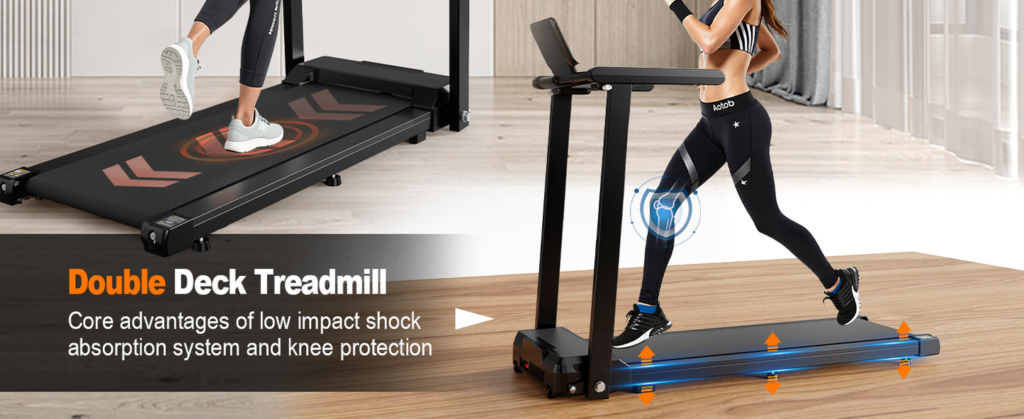 FYC Folding Treadmill with Handles, Treadmills for Home Small Spaces, 2.5HP Foldable Treadmills with LED Display, 300 LBS Capacity, Walking Pad Treadmill with Handle Bar