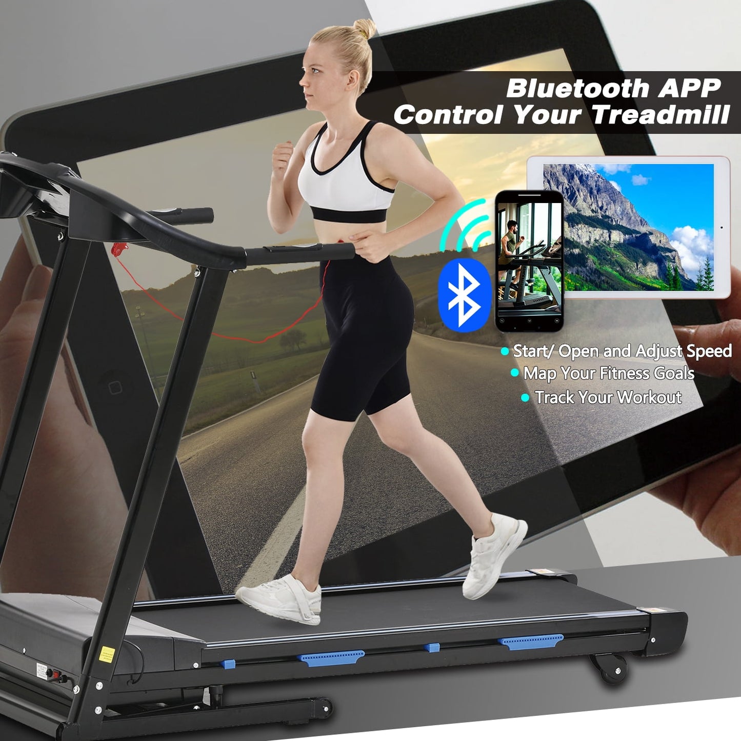 FYC 400LBS Capacity 3.5 HP Treadmill with 15% Auto Incline for Home- Heavy Duty Treadmill Foldable with APP/Bluetooth - 18 Inch Wide Belt, Folding Treadmill for Home Gym Walking Running Exercise