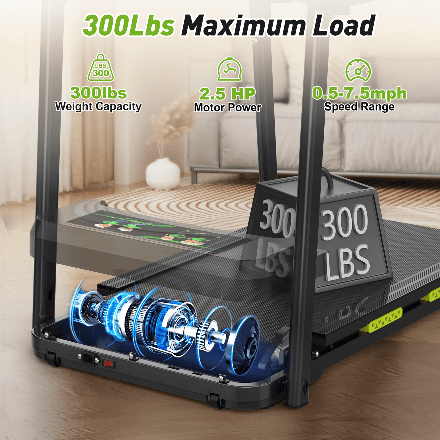 FYC Retro Walking Foldable Treadmill for Seniors with Incline Fitness Recovery with Side Rails, Reverse Walking Treadmill with Handrails, 300 lbs Capacity