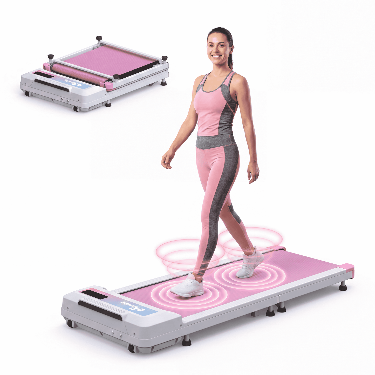 FYC Under Desk Walking Pad, 180°  Foldable Treadmill for Home Office, 2.5HP Quiet Brushless Motor 0.5-4MPH Speed 300LBS Capacity, Compact Design for Small Space,  App Control & Bluetooth Speaker