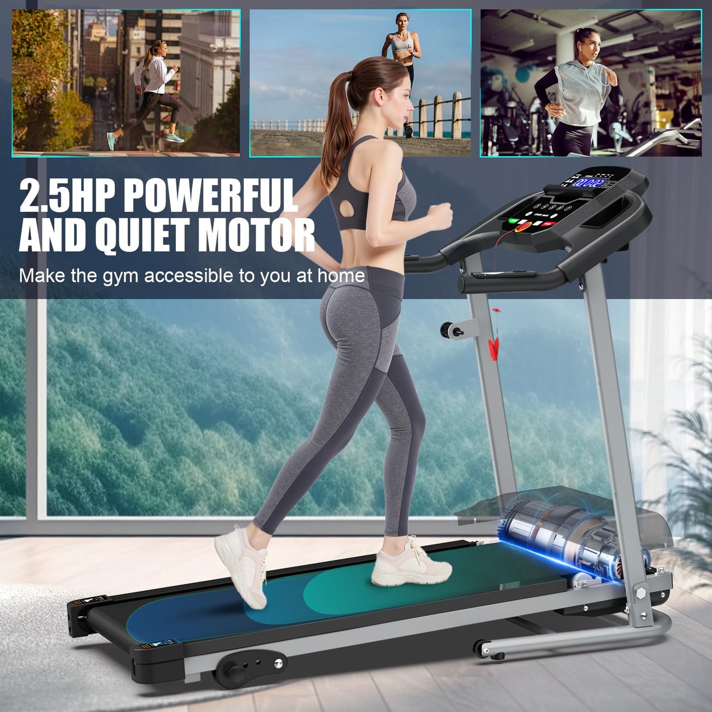 FYC Foldable Treadmill for Home, Electric Folding Treadmill with 300 lb Capacity, APP Control, Compact Design
