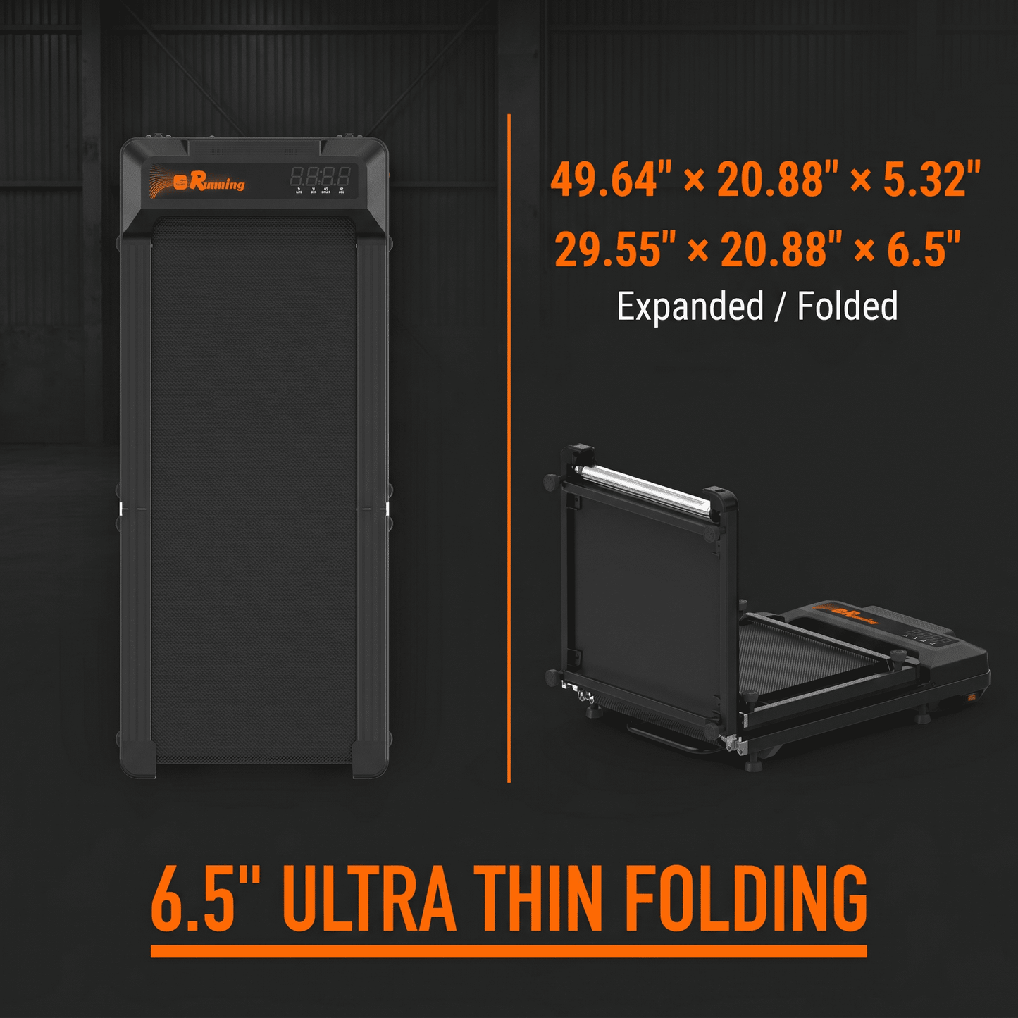 FYC Under Desk Walking Pad, 180°  Foldable Treadmill for Home Office, 2.5HP Quiet Brushless Motor 0.5-4MPH Speed 300LBS Capacity, Compact Design for Small Space,  App Control & Bluetooth Speaker