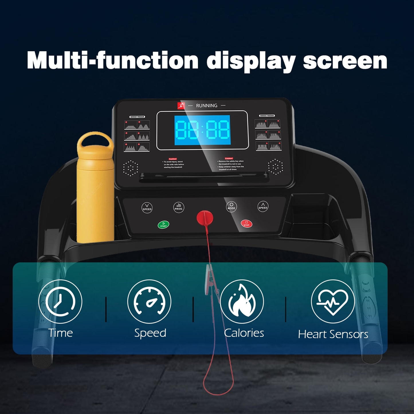 FYC Folding Treadmills with Incline, Foldable Portable Treadmills for Home Small Compact Mini Treadmill 300 LBS Capacity with 12 HIIT Modes LED Display Walking Pad Treadmill with Large Running Area