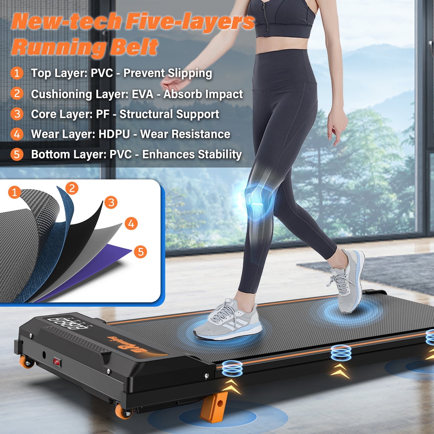 FYC Walking Pad with Incline - 4 in 1 Under Desk Treadmill for Home Portable Lightweight Compact Running Machine Walking Jogging for Home Office