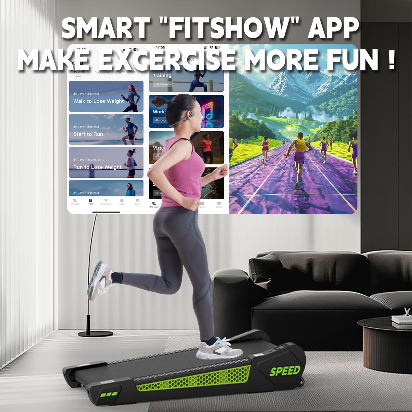 FYC Walking Pad with Incline - 4 in 1 Under Desk Treadmill for Home Portable Lightweight Compact Running Machine Walking Jogging for Home Office