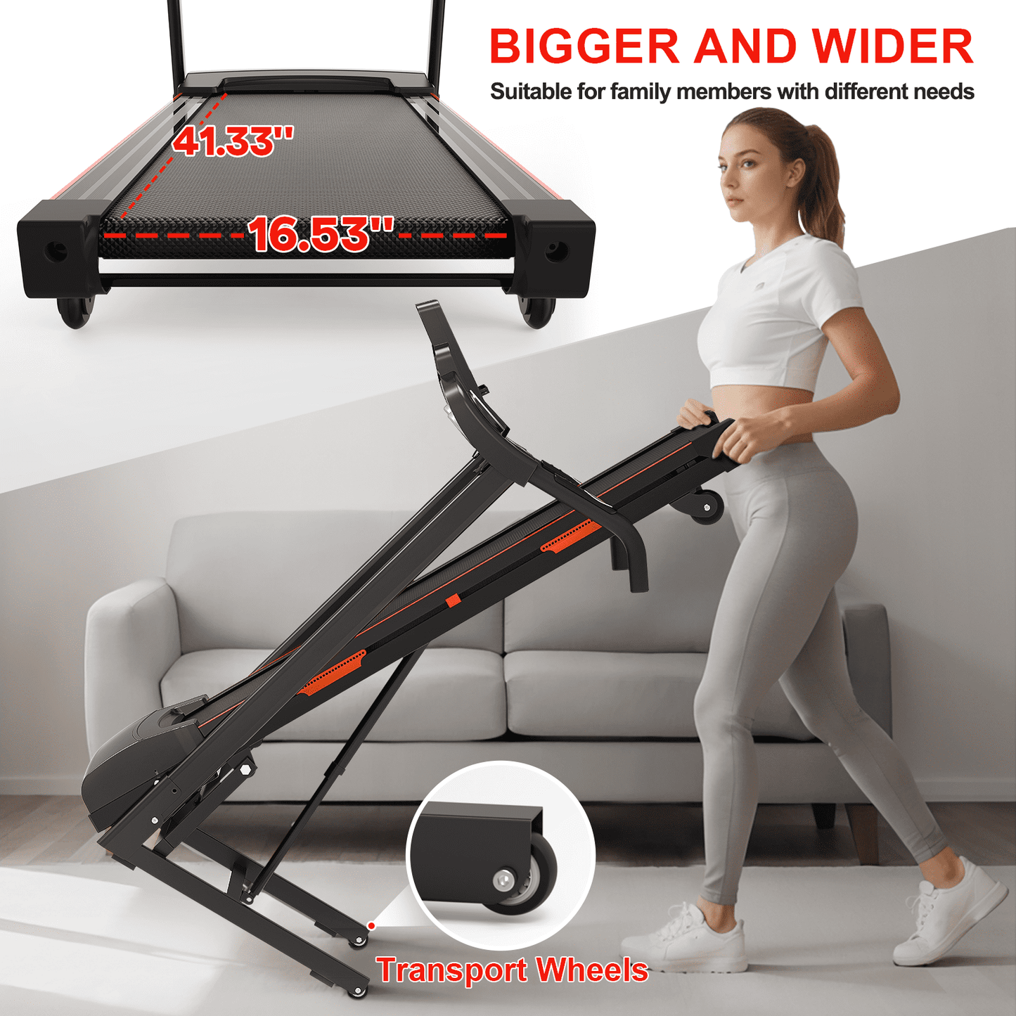 FYC 400LBS Capacity 3.5 HP Treadmill with 15% Auto Incline for Home- Heavy Duty Treadmill Foldable with APP/Bluetooth - 18 Inch Wide Belt, Folding Treadmill for Home Gym Walking Running Exercise