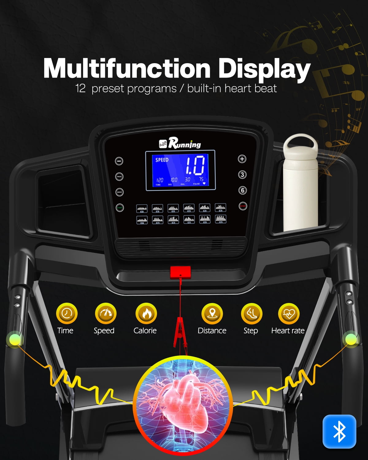 FYC 400lb Capacity 3.5 HP Treadmill with 15% Auto Incline for Home - Heavy Duty Foldable Treadmill with APP/Bluetooth - 18 Inch Wide Belt Folding Treadmill