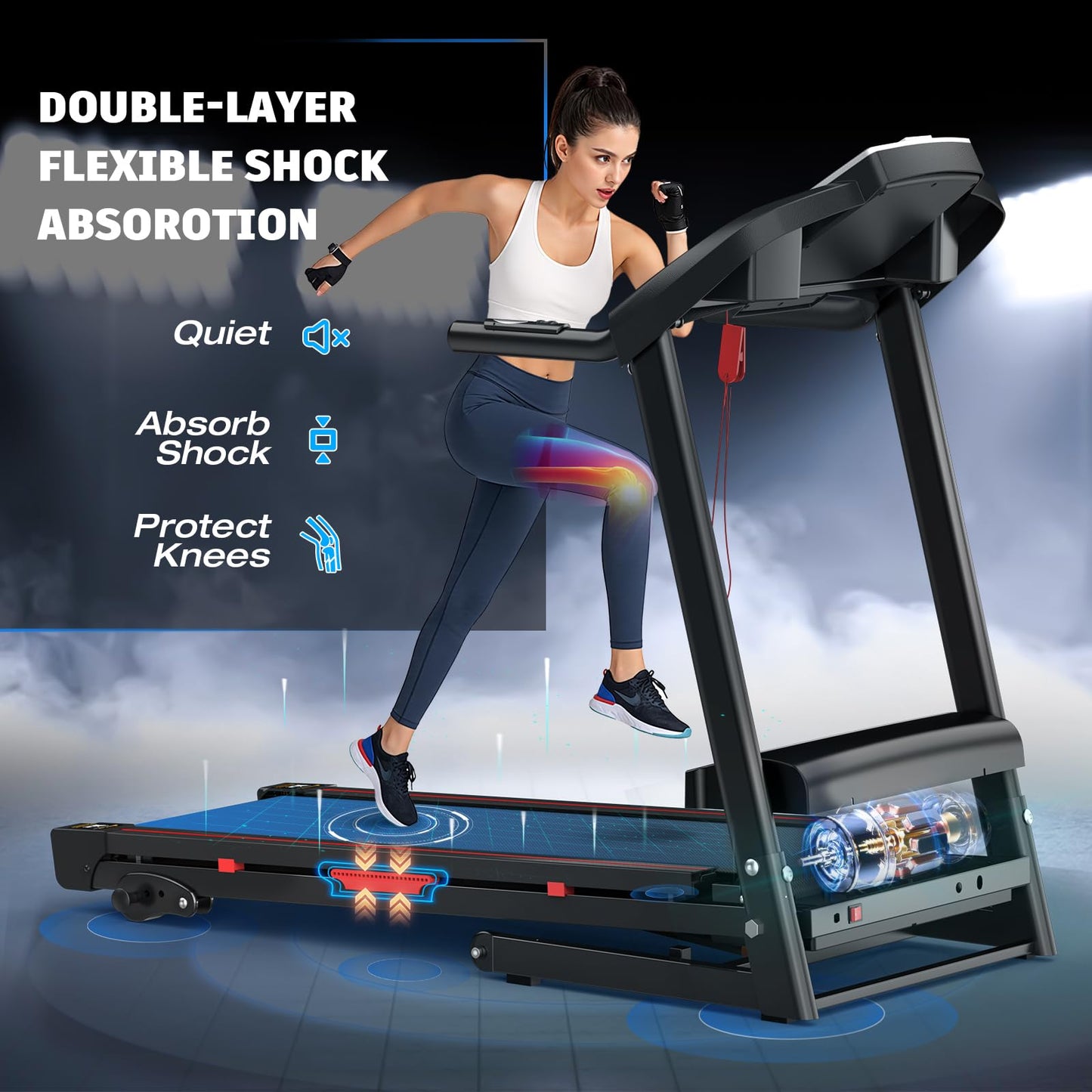 FYC 3.5HP 330 LBS Weight Capacity Folding Treadmill with Incline, Portable Electric Treadmill for Home