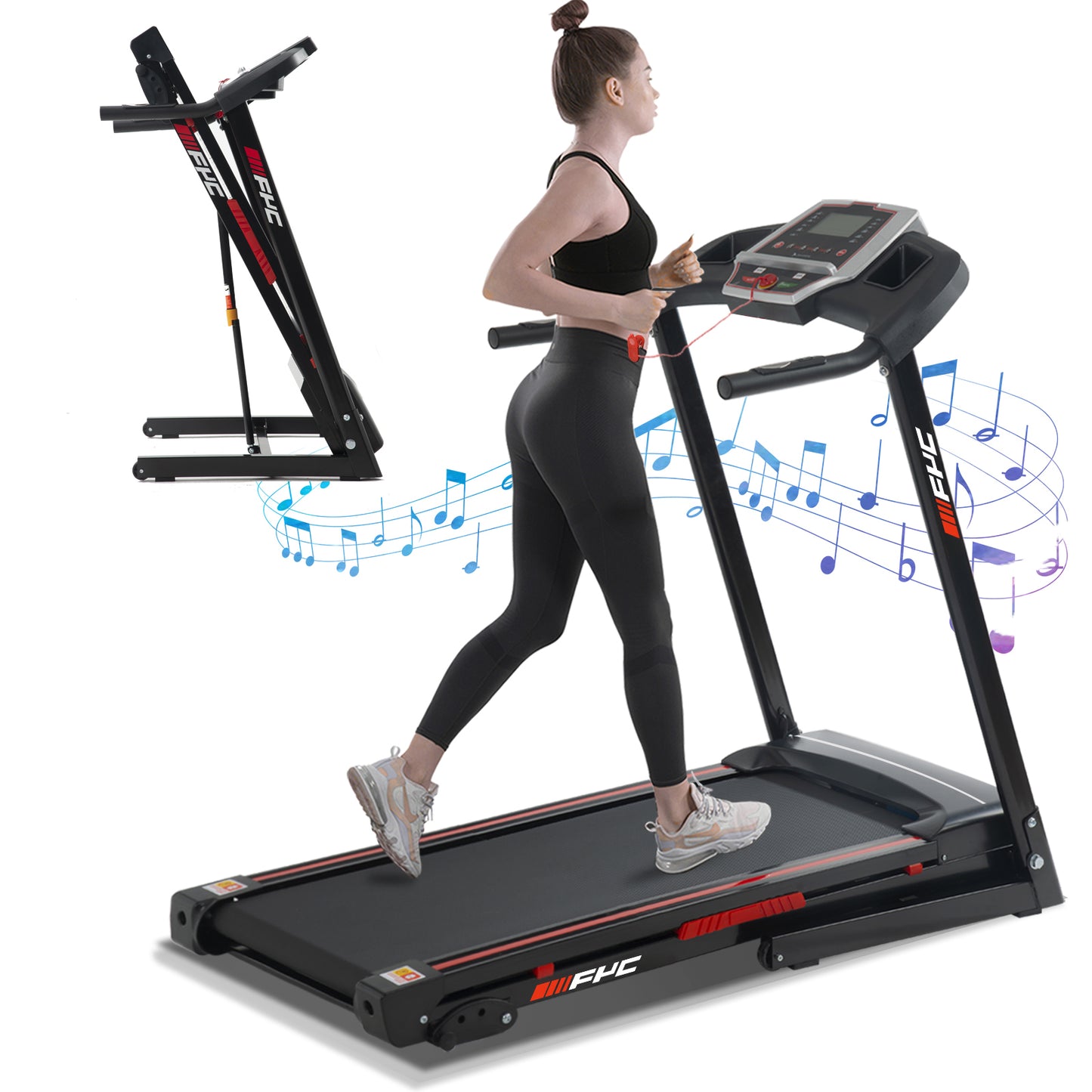 FYC Folding Treadmills 330Lbs Weight Capacity - 3.5HP Foldable Treadmill with Incline/APP/Buletooth (JK8806-2A)