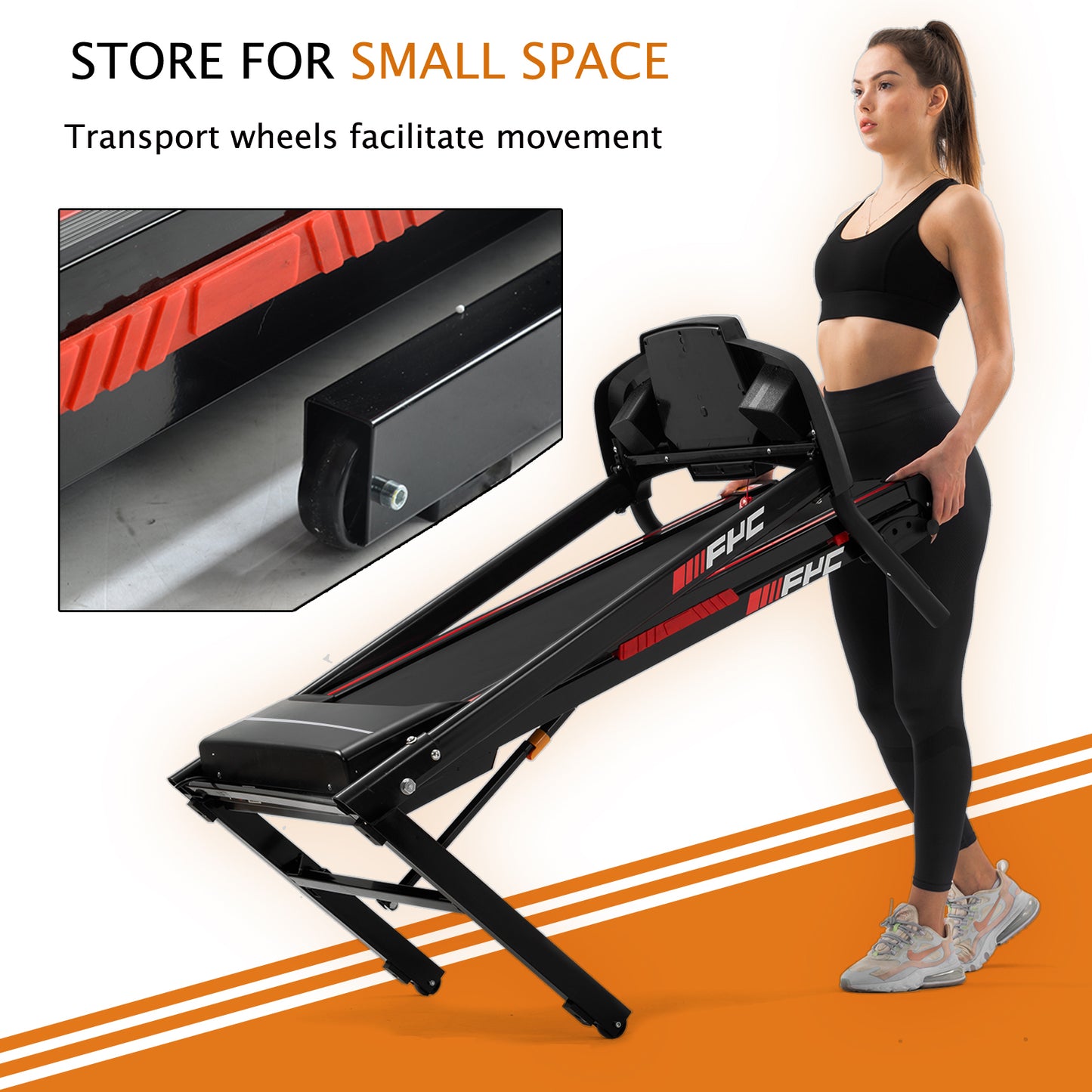 FYC Folding Treadmills 330Lbs Weight Capacity - 3.5HP Foldable Treadmill with Incline/APP/Buletooth (JK8806-2A)