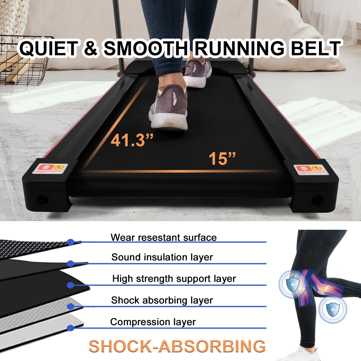 FYC Office Desk Treadmill for Home with Remote Control - Lightweight Foldable Treadmill (JK1608-2-Black)