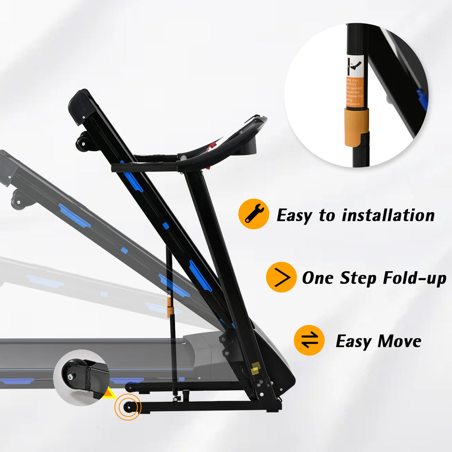 FYC Folding Treadmill with Auto Incline - 3.5HP 330LBS Weight Capacity Foldable E with Bluetooth (JK8801F)
