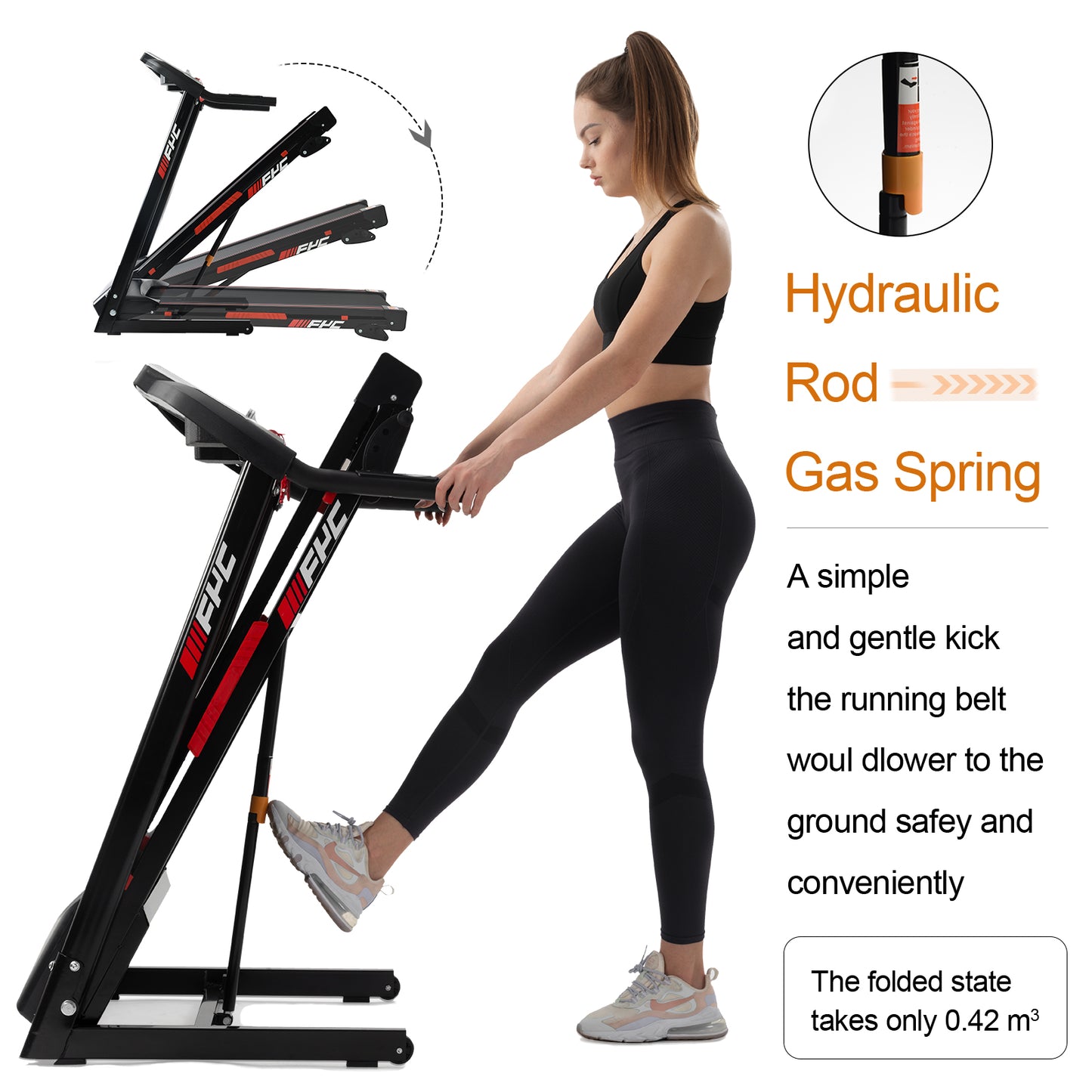 FYC Folding Treadmills 330Lbs Weight Capacity - 3.5HP Foldable Treadmill with Incline/APP/Buletooth (JK8806-2A)