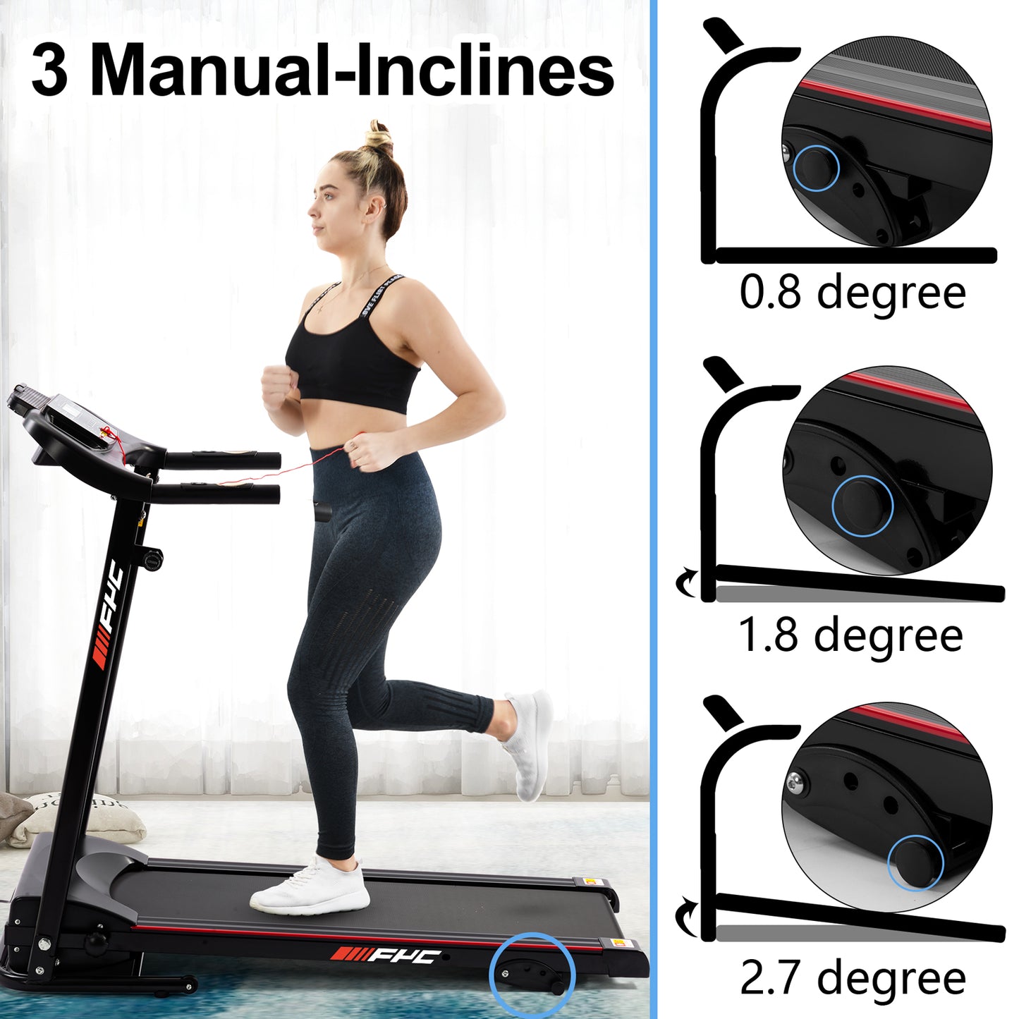 FYC 2.5HP Folding Treadmills for Home with Bluetooth and Incline (JK1609)