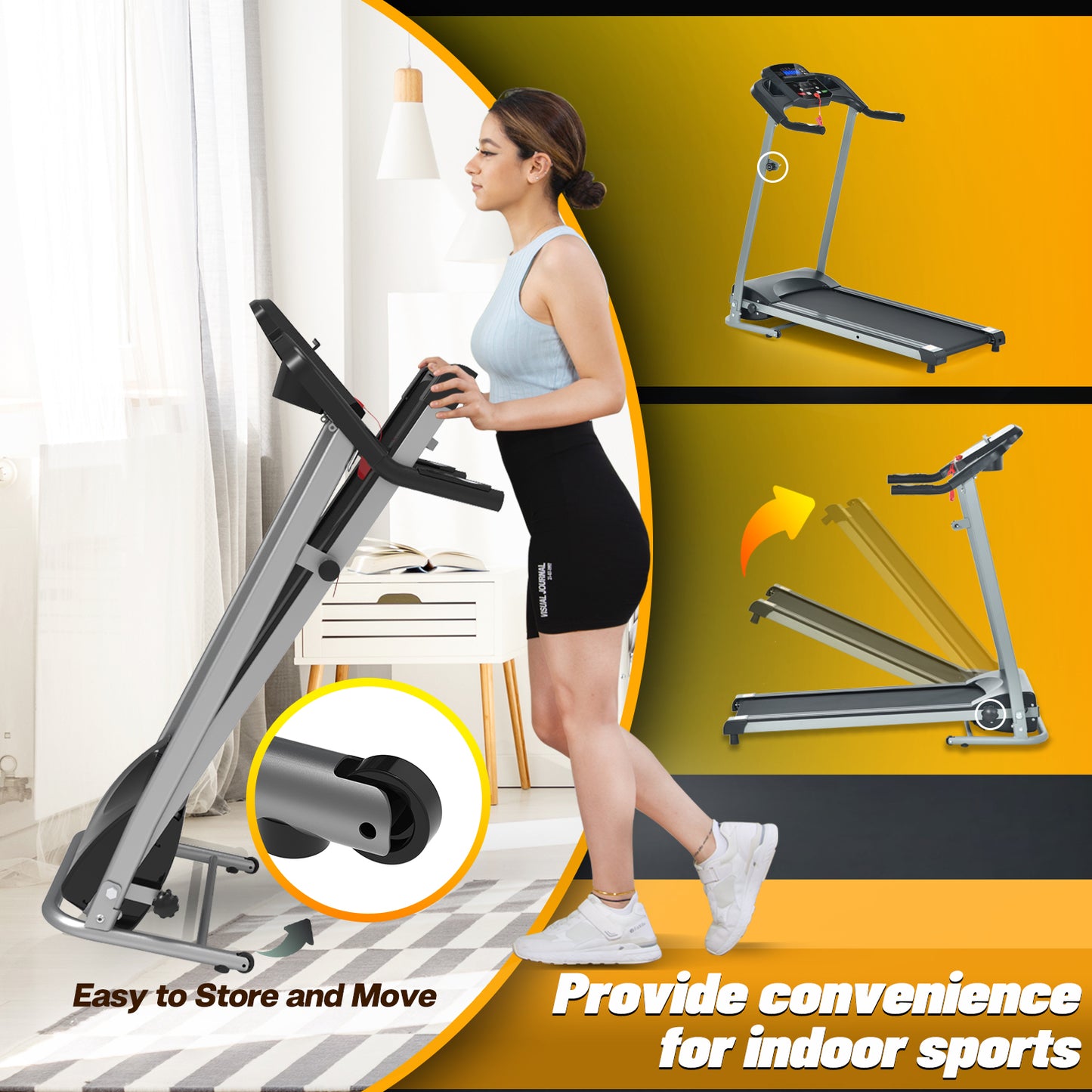 FYC Folding Treadmill for Small Apartment, Easily Install Space Save (JK106)