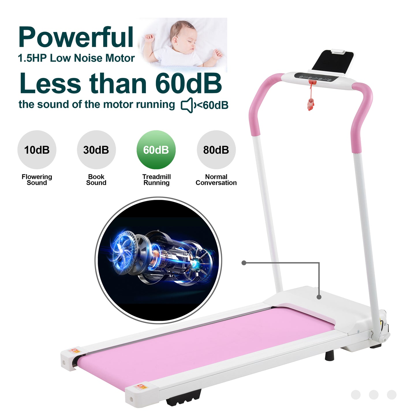 FYC Folding Treadmill for Home Electric Workout Foldable Running Machine (JK1608E-1-WT)
