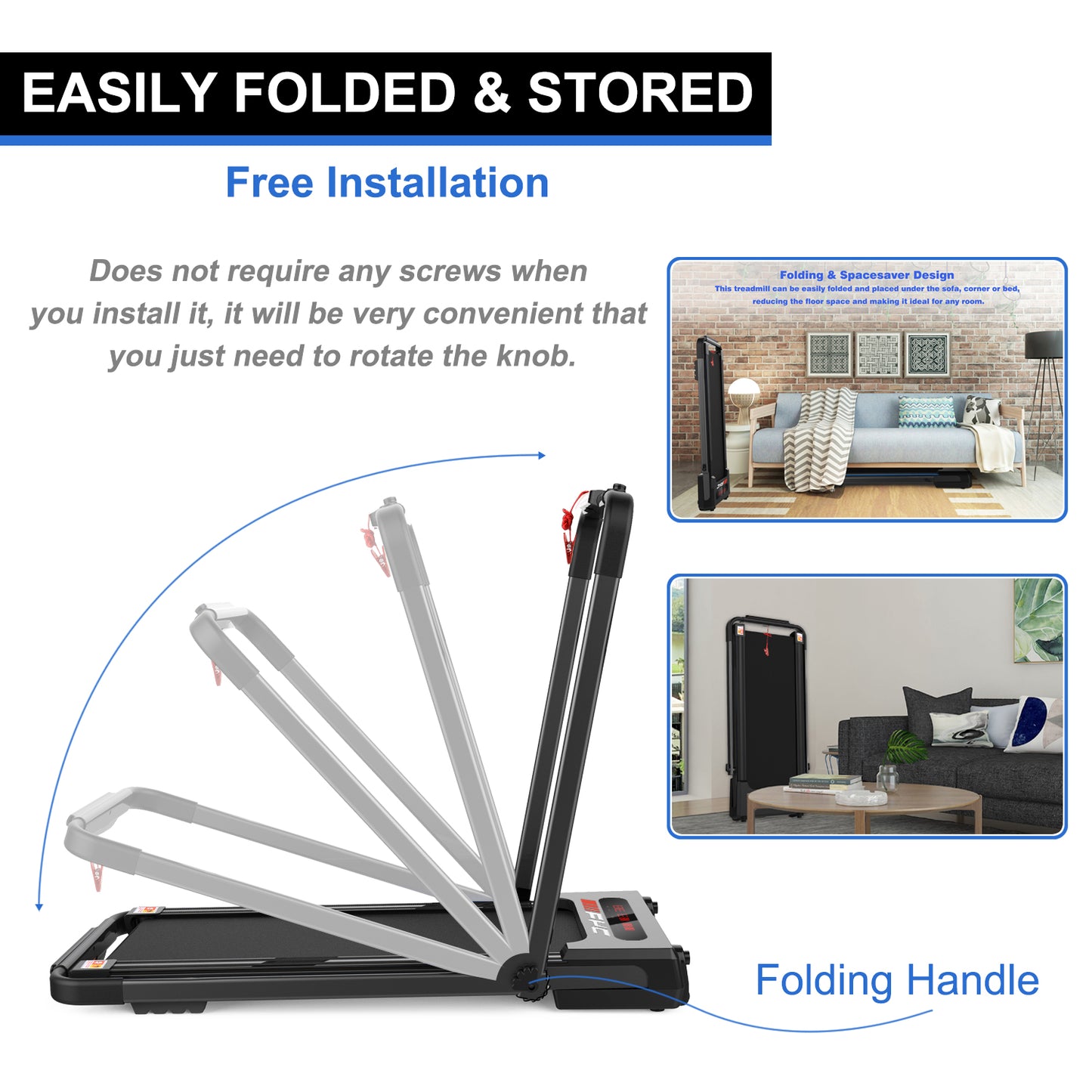 FYC 2 in 1 Under Desk Treadmill - 2.5 HP Folding Treadmill for Home (JK31-8-Black)